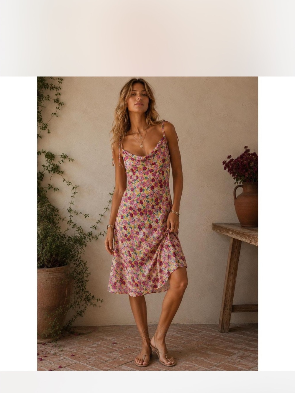 BCBG Paris Pink Floral Dress with Yellow Lining